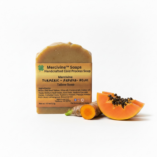 Bundle Sale: 5 Bars for $35 Mercivine Tallow. Turmeric. Papaya. Kojic Soap