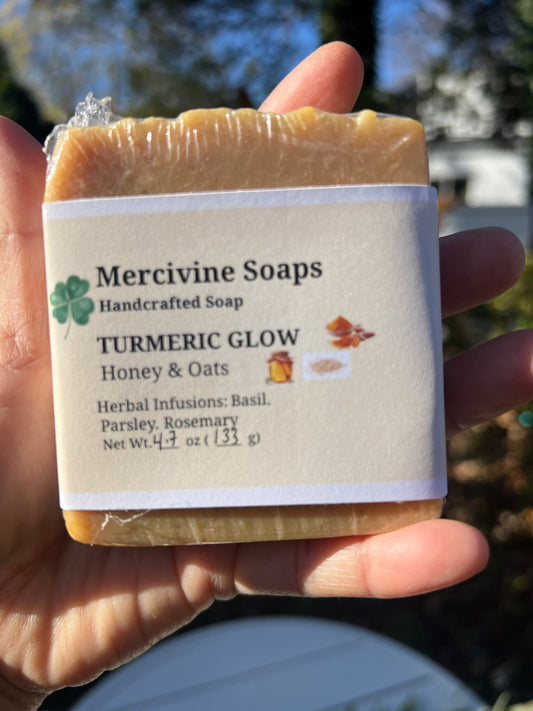 Turmeric Glow Honey & Oats Soap ( Herbal infusions: Basil, Parsley & Rosemary)-Limited Edition