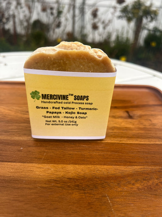 Mercivine Tallow. Papaya. Turmeric. Kojic Soap