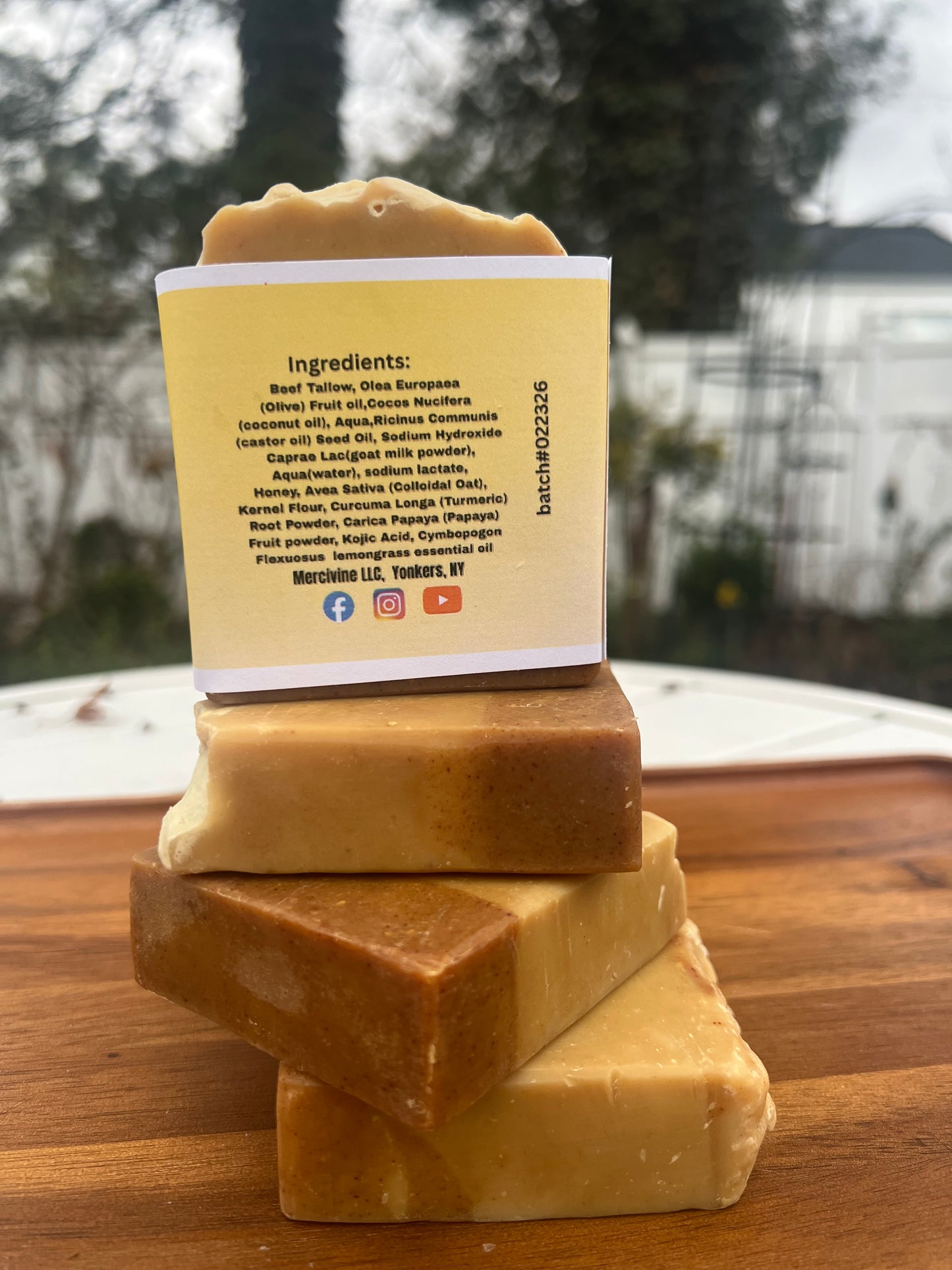 Mercivine Tallow. Turmeric. Papaya. Kojic Soap