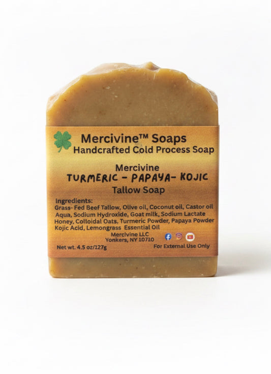 Bundle Sale: 5 Bars for $35 Mercivine Tallow. Turmeric. Papaya. Kojic Soap