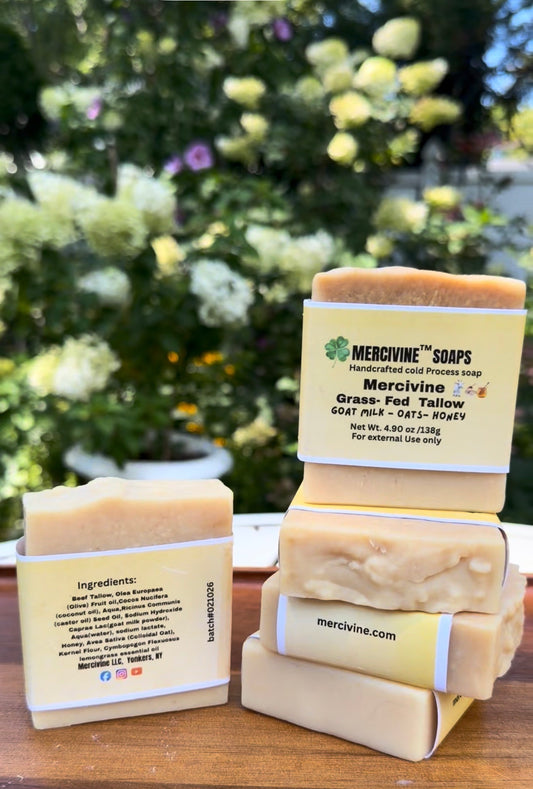 Bundle Sale: 5 Bars for $35 Grass- Fed Tallow Goat Milk Oats & Honey