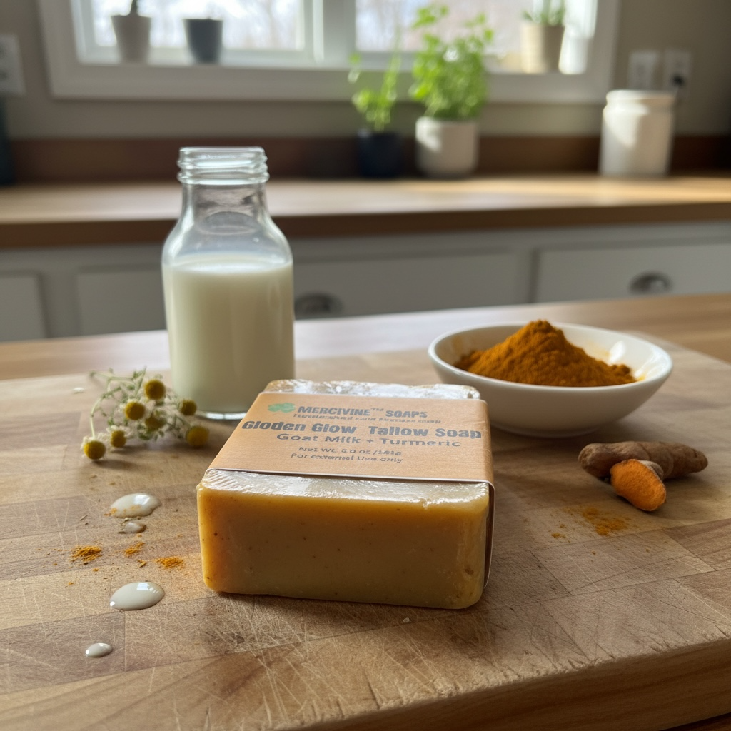 Bundle Sale: 5 Bars for $35 Golden Glow Tallow Soap  Goat Milk  (Tallow Milky Turmeric)