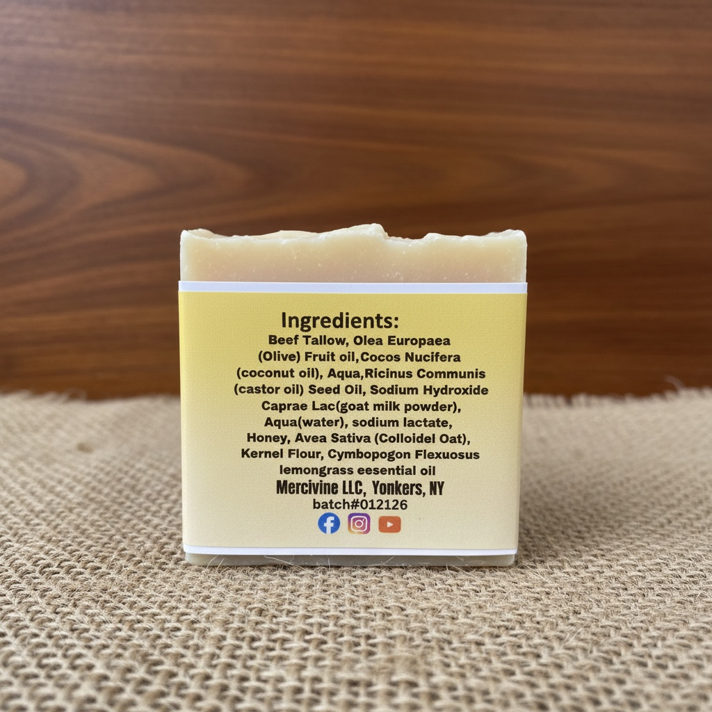 Grass-Fed Tallow Soap with Goat Milk, Oats & Honey