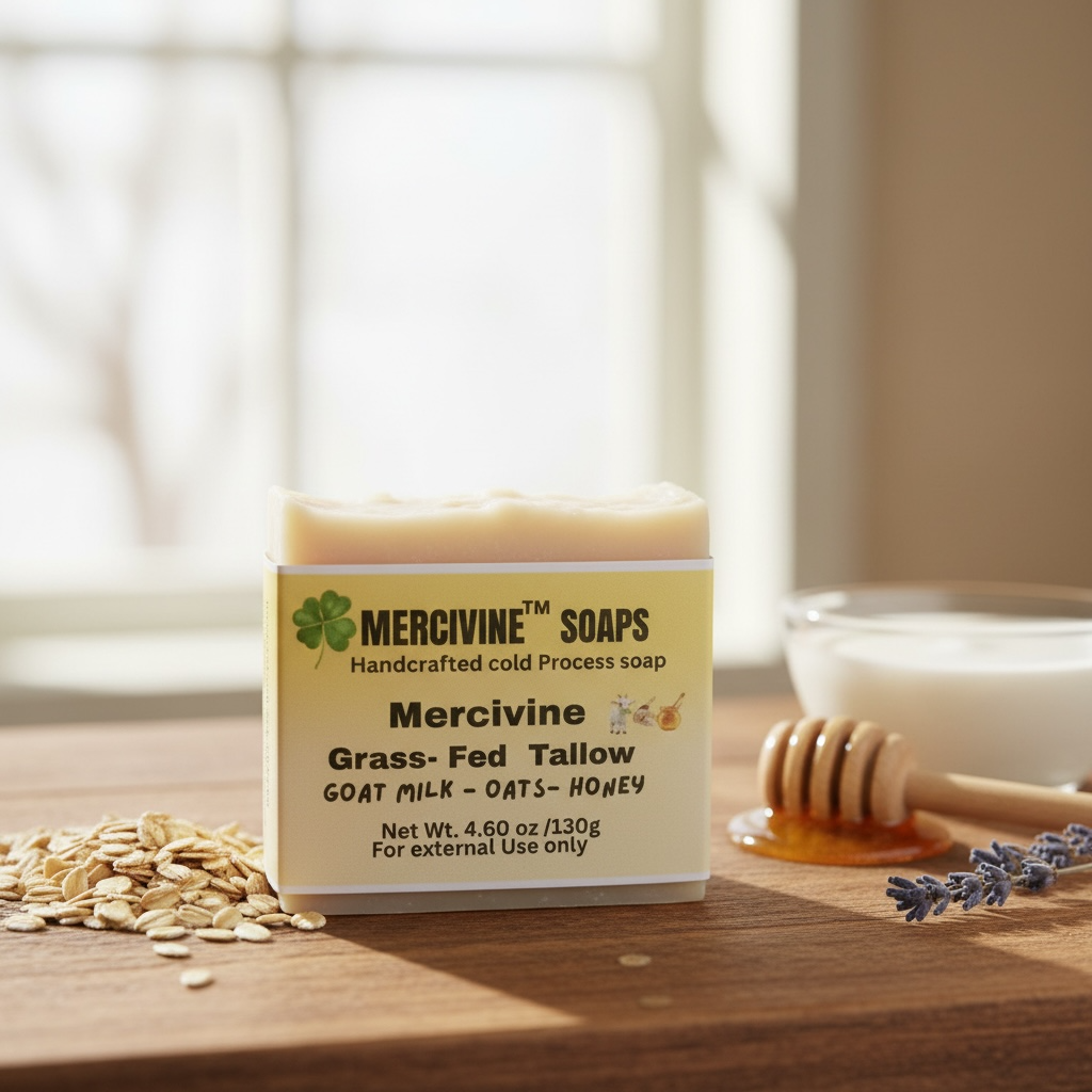 Grass-Fed Tallow Soap with Goat Milk, Oats & Honey