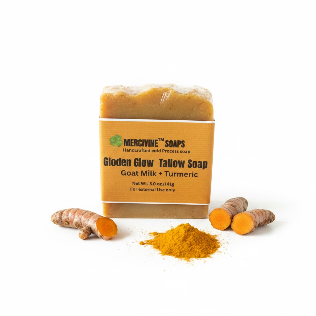 Bundle Sale: 5 Bars for $35 Golden Glow Tallow Soap  Goat Milk  (Tallow Milky Turmeric)