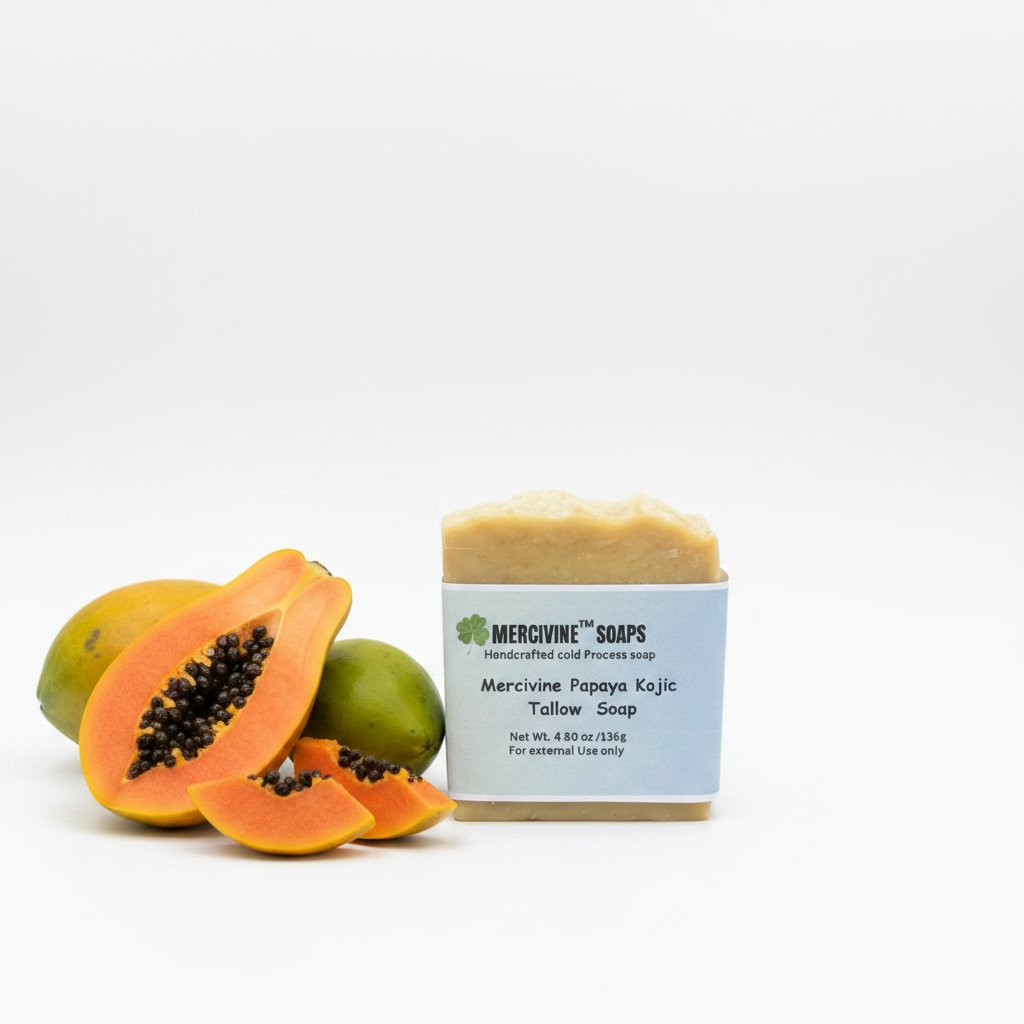 Mercivine Papaya Kojic Tallow Soap with Goat Milk