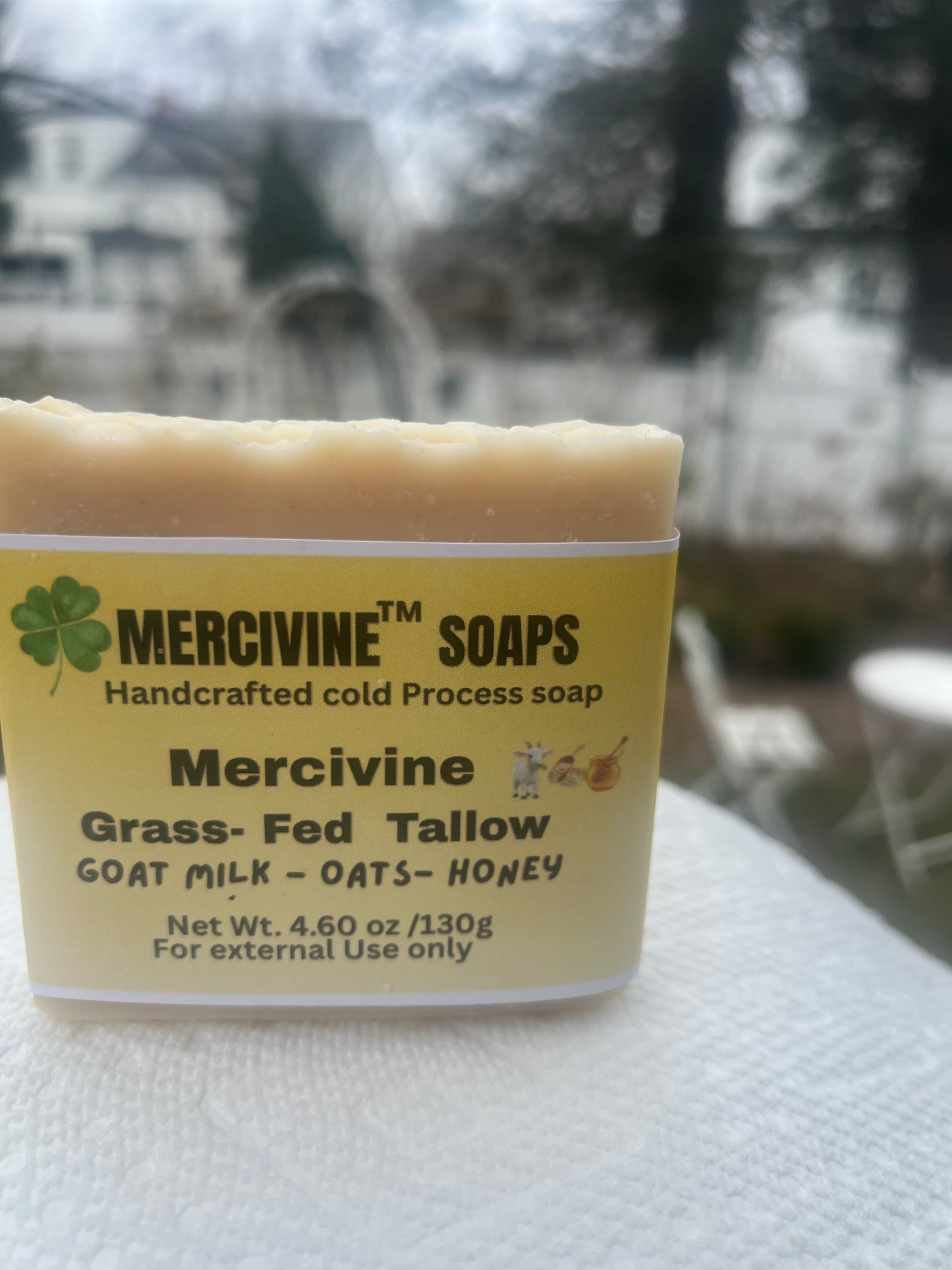 Mercivine Grass - Fed Tallow Soap - Goat Milk, Oats & Honey