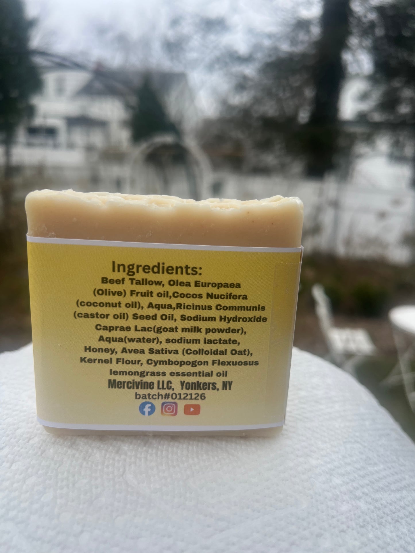 Mercivine Grass - Fed Tallow Soap - Goat Milk, Oats & Honey