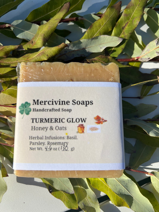 Turmeric Glow Honey & Oats Soap ( Herbal infusions: Basil, Parsley & Rosemary)-Limited Edition