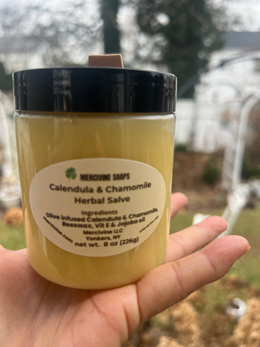 Herbal Care Duo - 8 0z Calendula and Chamomile Salve - 2 Jars for $65